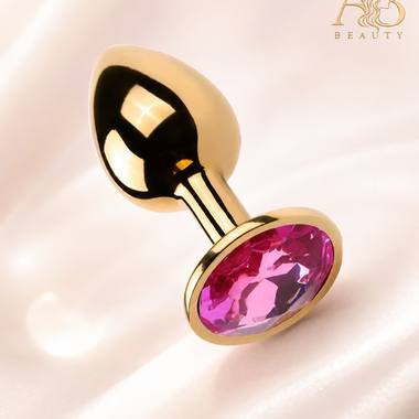 Plug Anal Dourado com Pedra Rosa — M